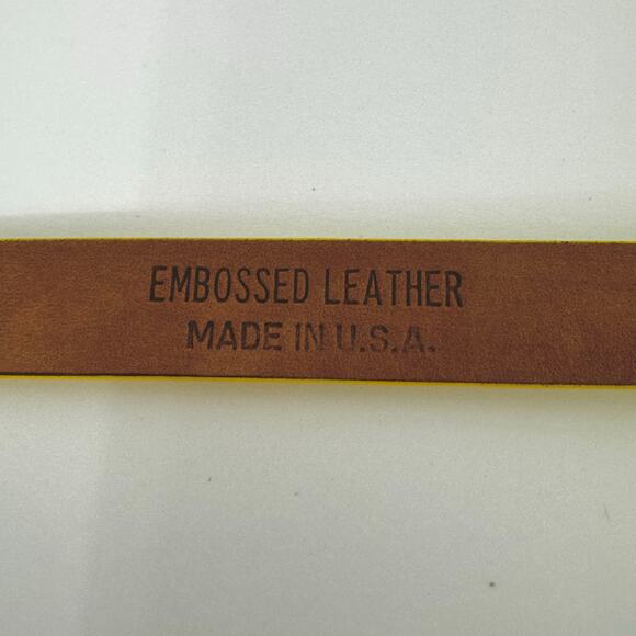 Worth Embossed Leather Waist Belt Yellow S Made in USA - Picture 9 of 10